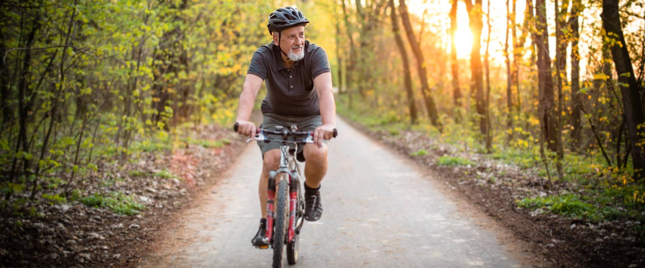 senior biking outside