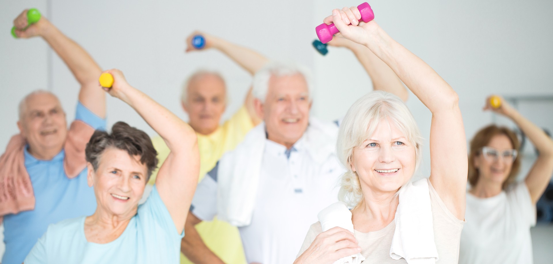 group of seniors exercising