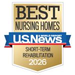 US News and World Report Best Nursing Homes Short-Term Rehabilitation 2026 award badge