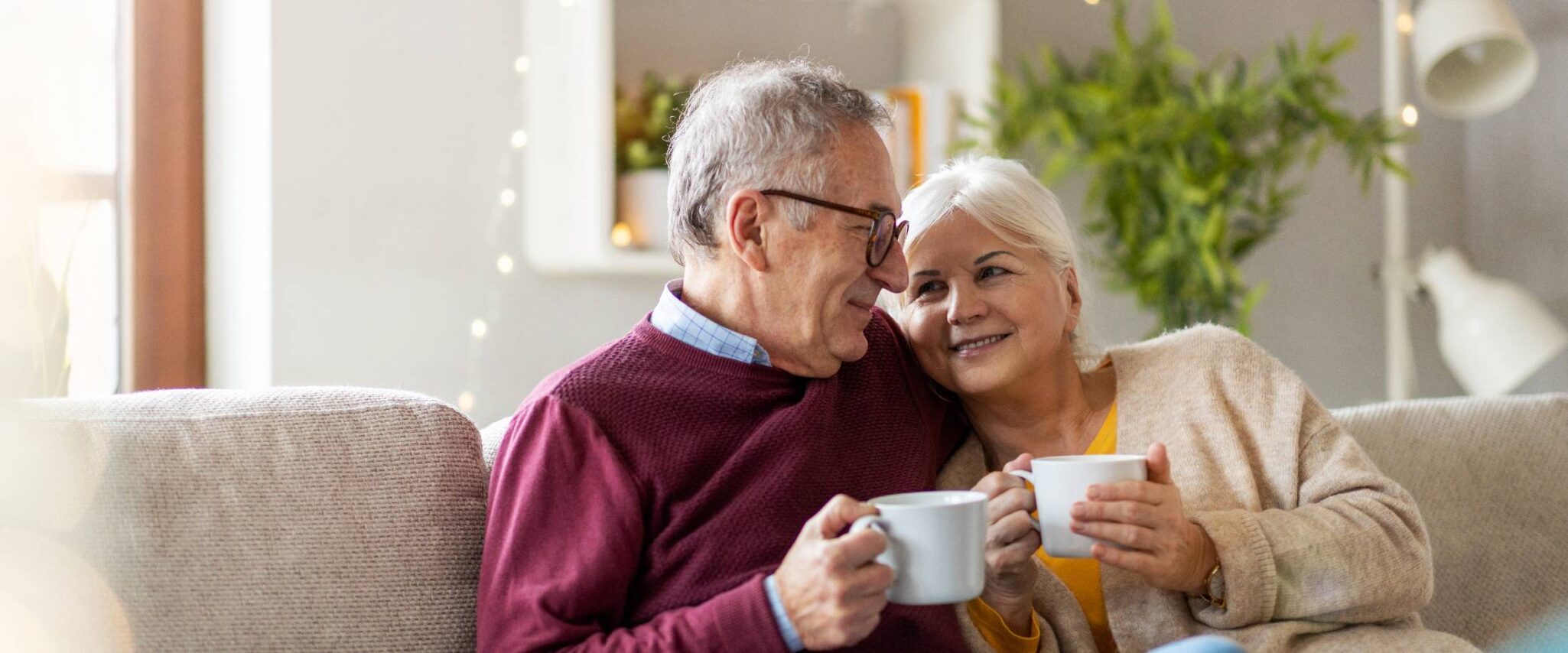 senior couple enjoying their new senior apartment